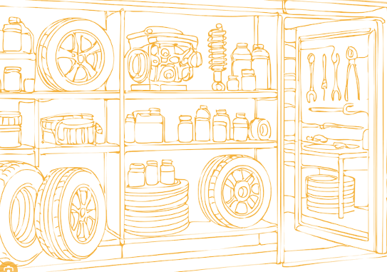 Autoteile-Regal Illustration